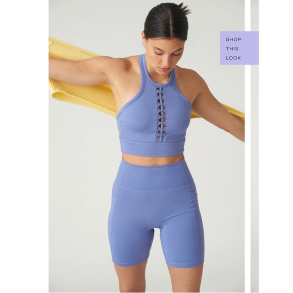 Le Ore Lucca Set: Smokey Amethyst High Rise Pocket Short + Racer Back Bra $136 - Picture 3 of 16